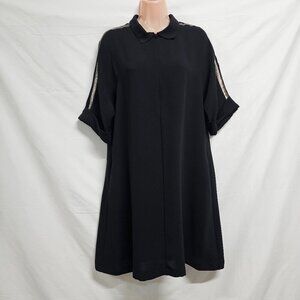 Cop-Copine Jara Robe Short Shirt Dress Women Portugal Size 42 Black Side Pockets